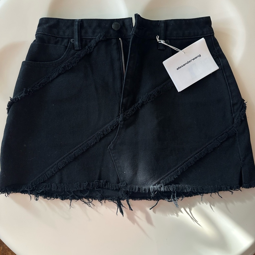 Alexander Wang Black Frayed Detail Skirt